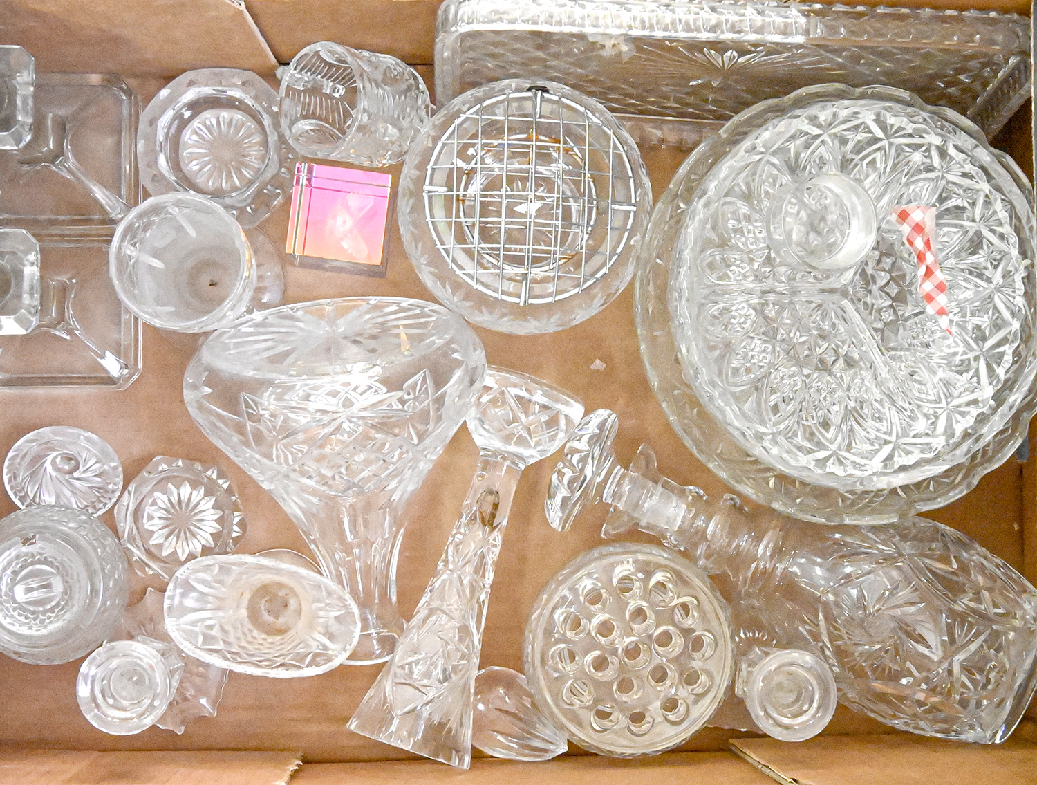 Three boxes of miscellaneous glassware, 19th c and later, including Royal Doulton crystal