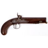 An English 15 bore full stocked percussion pistol, Jackson, with 6" browned octagonal barrel and