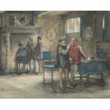 J.J. Mesker*, 19th century - Figures in a Jacobean Interior, signed and dated 79, watercolour,
