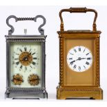 A French gilt lacquered brass carriage clock, Finnegan's Limited... Paris Make, c1900, the bell