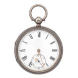 A silver lever watch, H Bickley 33 Halfmoon Crescent London, No 528, 52mm diam, London 1876 Good