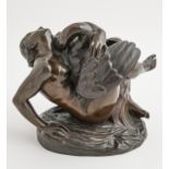 A French bronze sculpture of Leda and the Swan, cast from a model by Jean-Jacques Feuchere, 19th