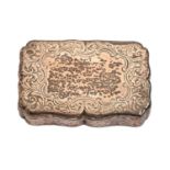A Victorian silver snuff box, of moulded outline and engraved with scrolling foliage, 66mm l, by