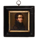 French School, early 19th c - Portrait miniature of a Gentleman, in profile and slightly turned to