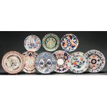 Nine British earthenware and stone china dinner and smaller plates, early - mid 19th c, various