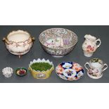 A miniature Moorcroft Hibiscus pattern bowl and miscellaneous ceramics, including reproductions