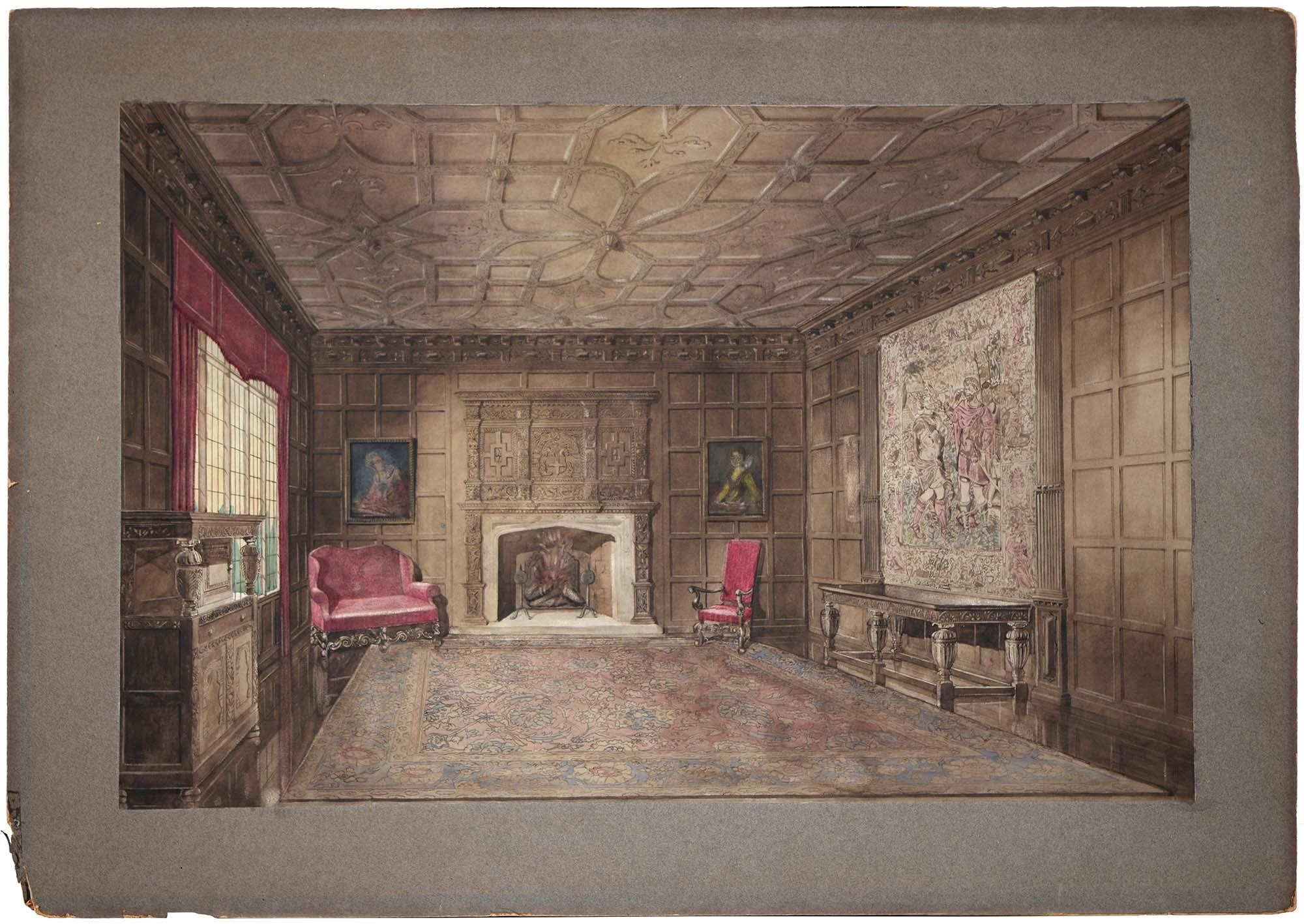 Jose Arthur Gerald Stone (1894-1917) - Interior of two English Panelled Rooms with 17th Century - Image 2 of 4