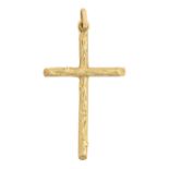 An Italian gold cross, 45mm h, indistinctly marked k18 and ITALY, 3.7g Good condition