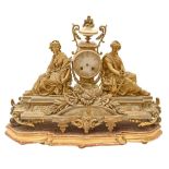 A French giltmetal mantel clock, late 19th c, in Louis XVI style, the drum cased movement with