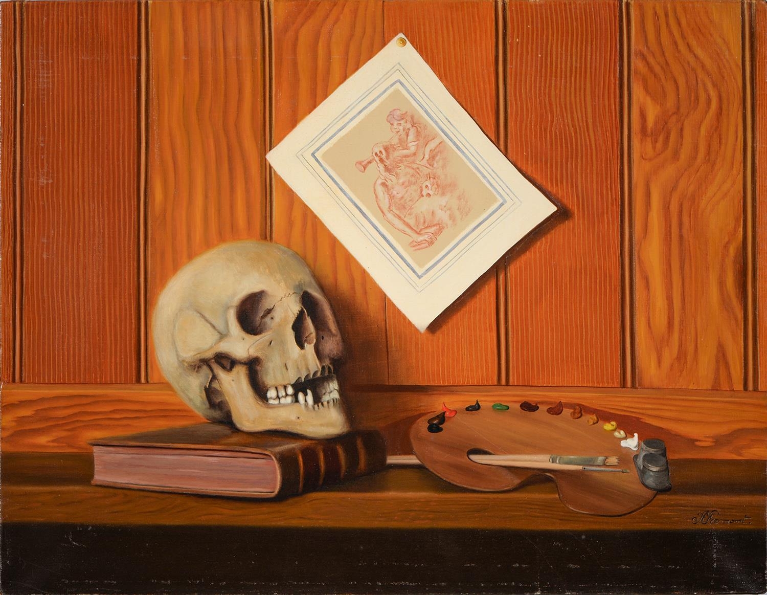 A Fremont, 20th c - A Vanitas Still Life, signed, oil on canvas, 51 x 65cm, unframed Small patch