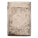 A Victorian silver card case, engraved with butterflies and flowers, 10cm h, by George Unite & Sons,