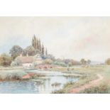 A M Clifton, late 19th / early 20th c - The River Ouse near St Ives, signed, watercolour, 24.5 x