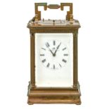 A Matthew Norman brass carriage clock, late 20th c, with repeating movement, 15cm h excluding