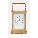 A French gilt brass carriage timepiece, Drocourt & Co, late 19th c, retaining the original