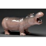 A Royal Copenhagen model of a Pygmy Hippopotamus, designed by Princess Marie, 1901, 18.5cm h,