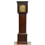A George III oak thirty hour longcase clock, Higginbotham Macclesfd, mid 18th c, with engraved dial,