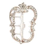 A Belle Epoque paste rococo revival waist belt buckle, c1900, in silver, 68mm h, indistinctly