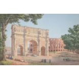 English School, 19th century - The Arch of Constantine and the Colosseum, Rome, watercolour, 47 x