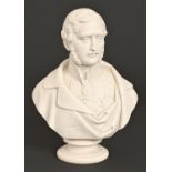 A Copeland Parian ware bust of the Prince Consort, c1860, after J P Westmacott, on socle, 29cm h