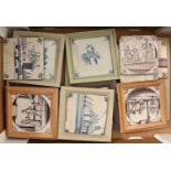 A collection of 29 Delft tiles, 18th c and later, principally Dutch, including biblical narratives