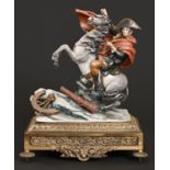 A Capo di Monte equestrian figure of Napoleon, 27cm h excluding brass plinth Index finger of right