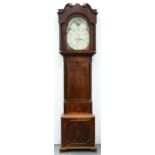 A Victorian mahogany and line inlaid eight day longcase clock, W Bucknall Burslem, the breakarched