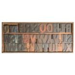 British Letterpress Printing. A case of wood type, (woodletter) first half 20th c, including 'A'