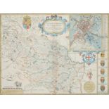 John Speed - The West Riding of Yorkshire, c1676, double page engraved map, coloured, 41 x 53.5cm,