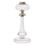 A Victorian brass mounted cut glass oil lamp, 42cm h Good quality and condition