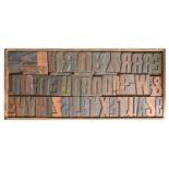 British Letterpress Printing. A case of wood type, (woodletter) first half 20th c, including 'A'