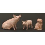 Three Beswick models of pigs, late 20th / early 21st c, 22cm h and smaller, printed mark Good