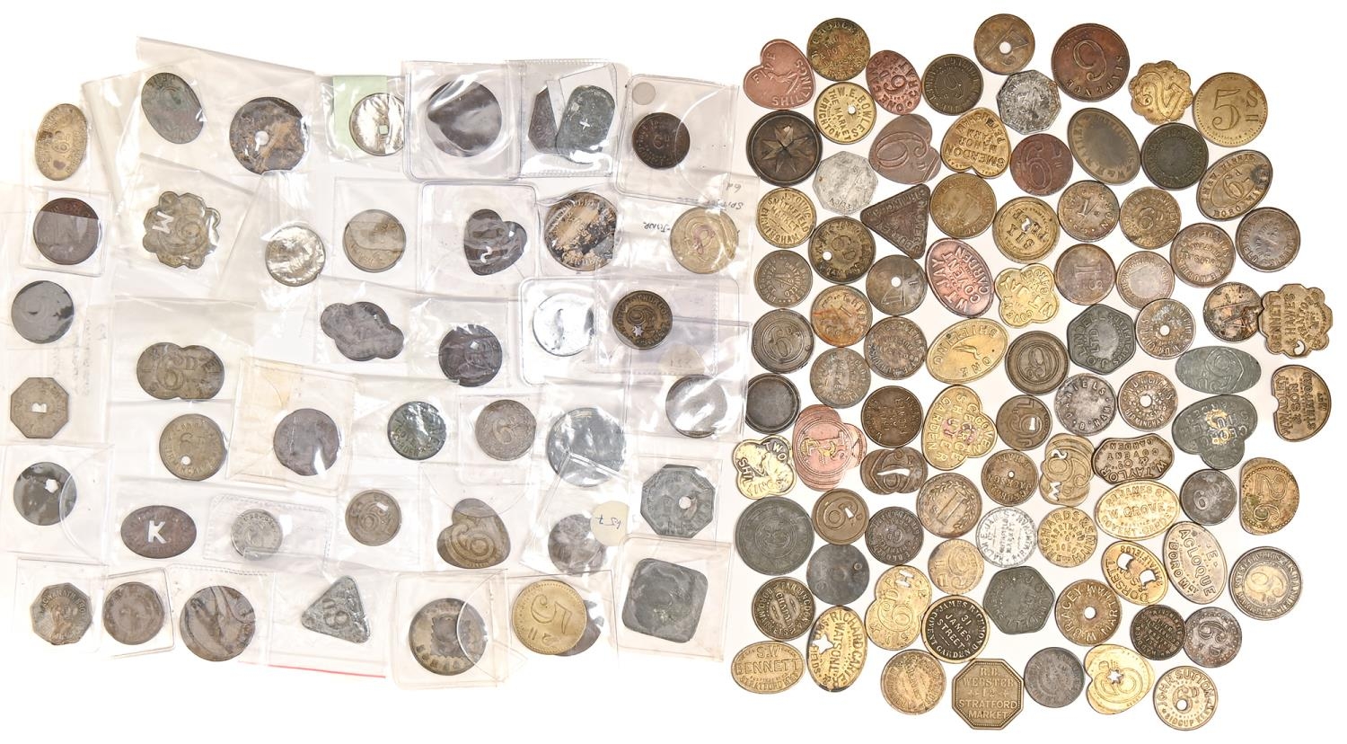 Tokens, Market Checks of London and Birmingham, mostly brass, little or no duplication (*125)