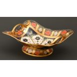 A Royal Crown Derby Imari pattern basket, late 20th c, 30cm l, printed mark Second quality, good