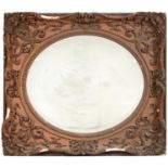 A Victorian giltwood and composition picture frame, with oval aperture, 103 x 90cm, now with