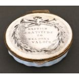 A South Staffordshire enamel patch box, early 19th c, the lid transfer printed in black with