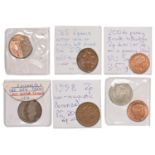 Miss-struck Coinage, Decimal Two Pence, 1971 ultra-thin 3.3gm, another no date on 3.7gm 1p? blank;