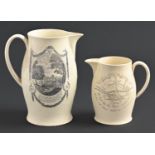 A creamware ale jug, probably Ralph Wedgwood, Hill Pottery, Burslem, c. 1789-1797, printed with