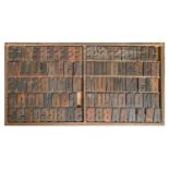 British Letterpress Printing. A case of wood type, (woodletter) first half 20th c, including 'A'