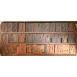 British Letterpress Printing. A case of wood type, (woodletter) first half 20th c