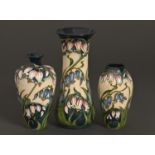 Three Moorcroft Combermere vases, 2005-6, 14-20cm h, impressed and painted marks, boxed Good