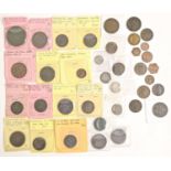 Tokens, 18th century (15); 19th century copper (11), 6d, 1/-(3), others (5) (35)