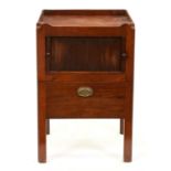 A George IV mahogany tray top commode, with tambour shutter above drawer front, 79cm h; 42 x 49cm