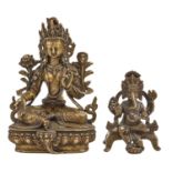 Two South East Asian and Indian votive bronze sculptures, 19th / 20th c, 21cm h and smaller Good