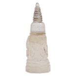 A Burmese carved rock crystal pagoda form bottle and stopper, 90mm h Slightly chipped