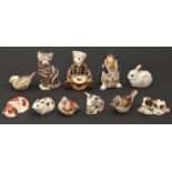 Eleven Royal Crown Derby paperweights, late 20th and early 21st c, various sizes, printed mark