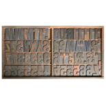 British Letterpress Printing. A case of wood type, (woodletter) first half 20th c