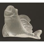 A Baccarat frosted glass model of a carp, 95mm h, etched circular mark Minute chip on top of taill