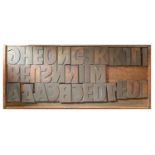 British Letterpress Printing. A case of wood type, (woodletter) first half 20th c, including 'A'