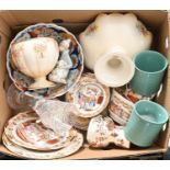 Miscellaneous ceramics and glass, including Imari bowl, Lladro figure and Masons jug