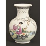 A Chinese famille rose vase, 20th c, 15cm h, Qianlong mark Good condition